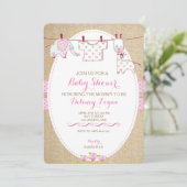 シャブ素朴ビーシックな赤ちゃんシャワーガール招待状 招待状 (スタンド正面)