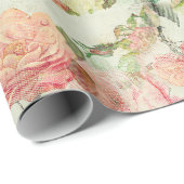 シャブ魅力的ビーシックなピンクフローラバラアートパターン ラッピングペーパー (ロールコーナー)