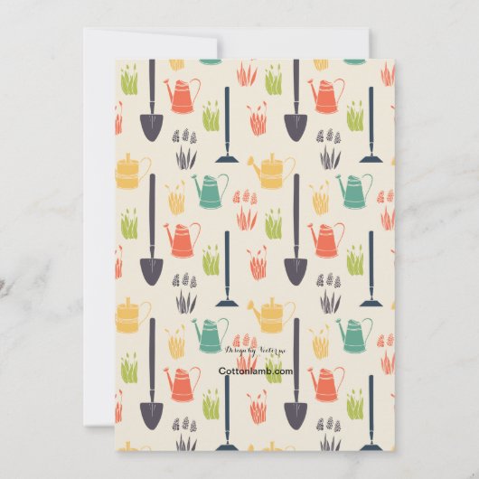 シャベルおよびじょうろのブライダルシャワーの招待状 招待状 (裏面)