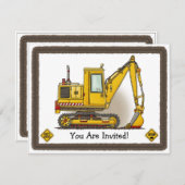 シャベルとショベル君のキッズパーティー招待状 招待状 (正面/裏面)