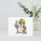 シャベルとダイヤモンドを持った鉱夫としてのモグラ ポストカード (スタンド正面)