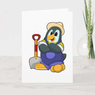 シャベルを持った農夫のペンギン カード