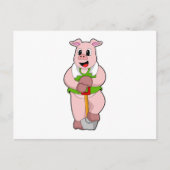 シャベルを持った農夫の豚 ポストカード (正面)