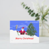 シャベル付きメリークリスマスサンタ シーズンポストカード (スタンド正面)