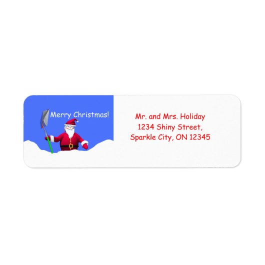 シャベル付きメリークリスマスサンタ ラベル (正面)