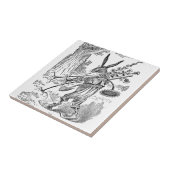 シャベル及び根こそぎにされた植物を持つウサギの庭師 タイル (側面)