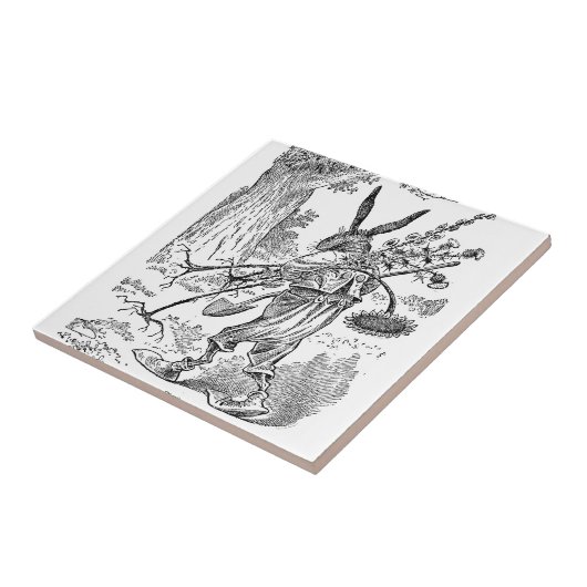 シャベル及び根こそぎにされた植物を持つウサギの庭師 タイル (側面)