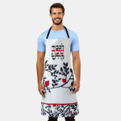 シャボスヘブライ鳥、木、ザクロ切り紙 エプロン (着用した状態)