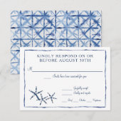 シャボリクモの水彩ビーチスターフィッシュ 出欠カード (正面/裏面)