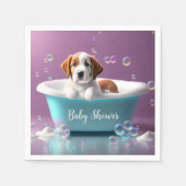 シャボン玉のバスタブの中のかわいい子犬 スタンダードカクテルナプキン (正面)
