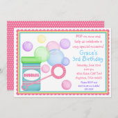 シャボン玉のバースデー・インビテーション 招待状 (正面/裏面)