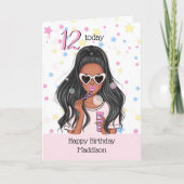 シャボン玉の可愛い女の子ハッピーバースデーカード シーズンカード (正面)