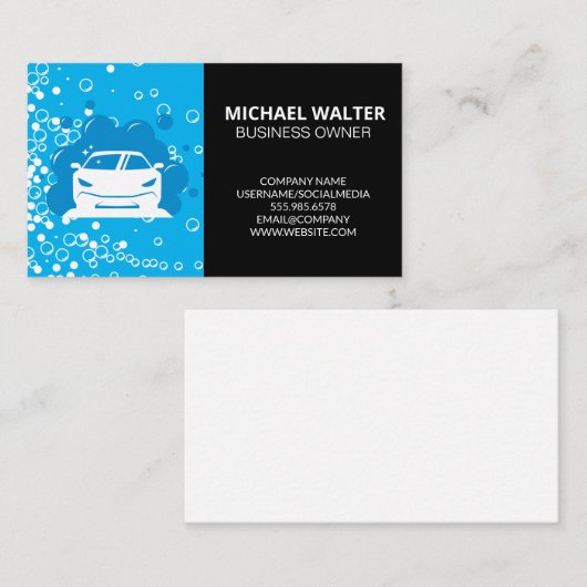 シャボン玉の車 | 自動車洗浄 名刺 (正面/裏面)