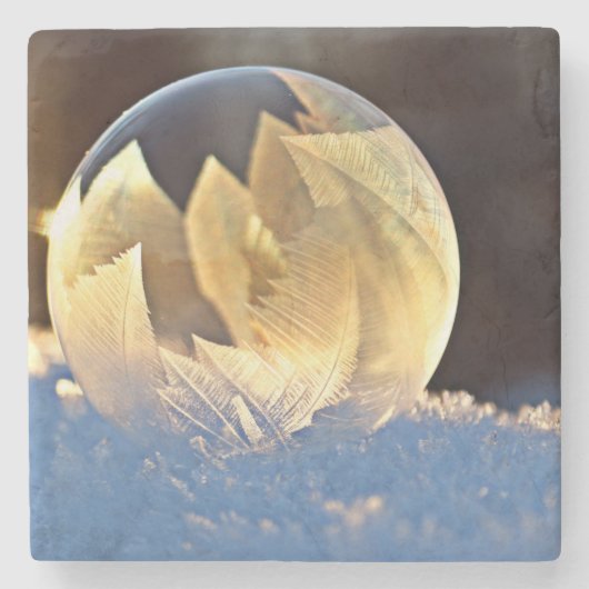 シャボン玉の雪 ストーンコースター (正面)