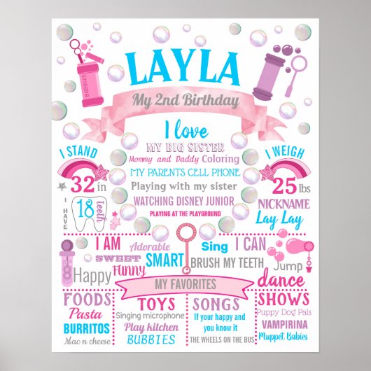 シャボン玉バースデーパーティーの看板ポスター ポスター (正面)