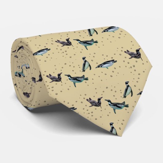 シャボン玉ペンギンのネクタイ（ゴールド） ネクタイ (ロール)