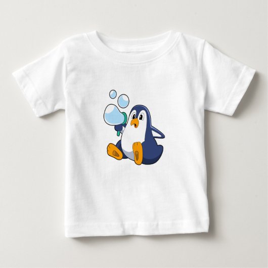 シャボン玉ペンギン.PNG ベビーTシャツ (正面)