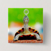 シャボン玉付きハッピータートル 缶バッジ (正面)