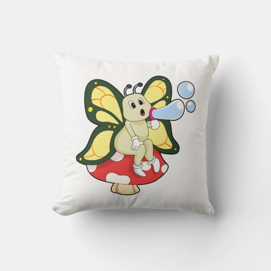 シャボン玉入り蝶 クッション (正面)