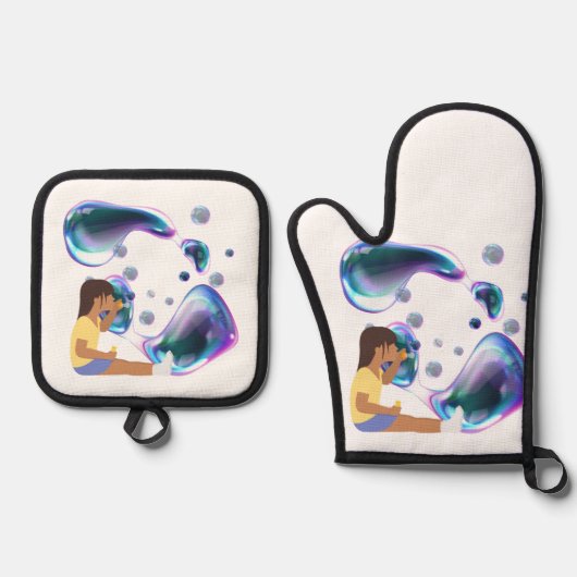 シャボン玉 鍋つかみ&鍋敷きセット (正面)