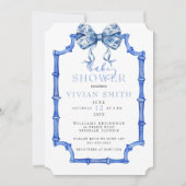 シャボン色のシノワズリーデザインのヴィンテージ風招待状 ベビーシャワー 招待状 (正面)