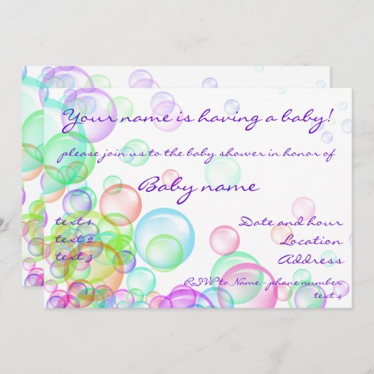 シャボン 招待状 (正面/裏面)