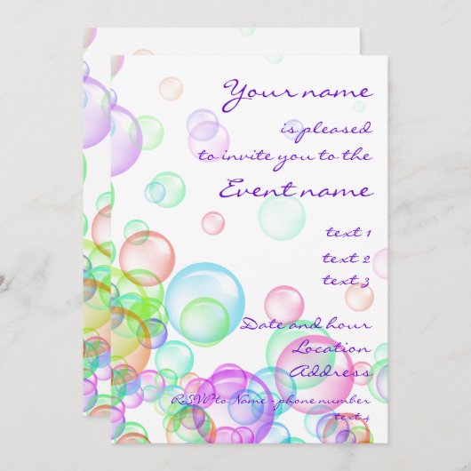 シャボン 招待状 (正面/裏面)