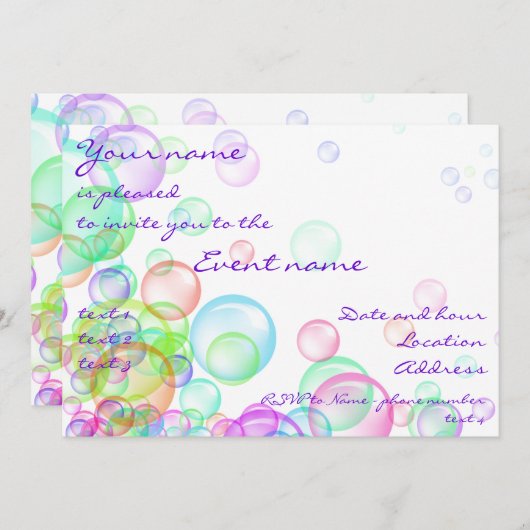 シャボン 招待状 (正面/裏面)