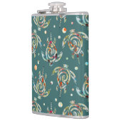 シャマニック海亀パターン+あなたのバックグラー色 フラスク (左)