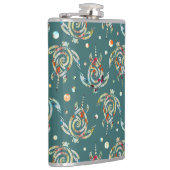 シャマニック海亀パターン+あなたのバックグラー色 フラスク (右)