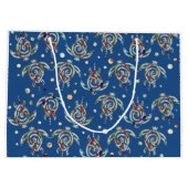 シャマニック海亀パターン+あなたのバックグラー色 ラージペーパーバッグ (裏面)