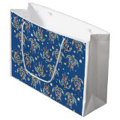 シャマニック海亀パターン+あなたのバックグラー色 ラージペーパーバッグ (正面アングル)