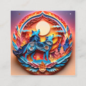 シャマンとオオカミは、この3Dモーメントで捕らえられる スクエア名刺 (正面)