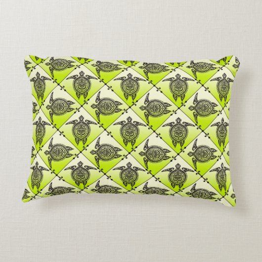 シャマンウミガメの模様 – 緑 アクセントクッション (裏面)