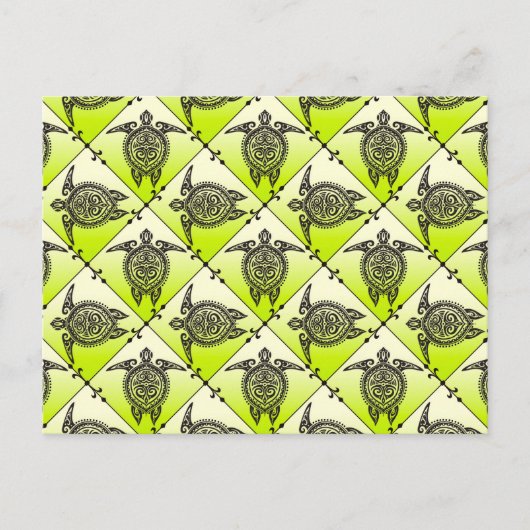 シャマンウミガメの模様 – 緑 ポストカード (正面)