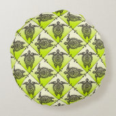 シャマンウミガメの模様 – 緑 ラウンドクッション (裏面)