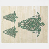 シャマンシータートルシンボル+あなたのアイディア フリースブランケット (正面(横))