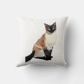 シャミーキャットアートエレクトリックブルーアイド猫好き クッション (裏面)