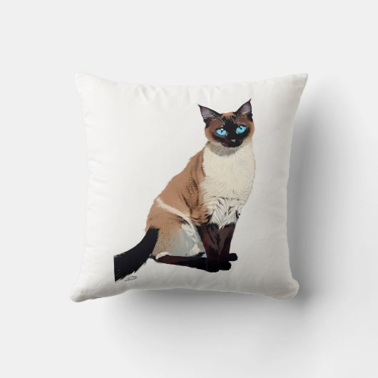 シャミーキャットアートエレクトリックブルーアイド猫好き クッション (裏面)