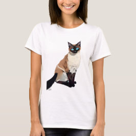 シャミーキャットアートエレクトリックブルーアイド猫好き Tシャツ