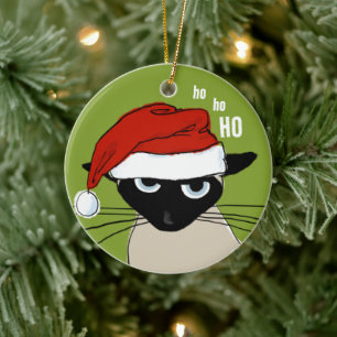 シャミーネコおもしろいサンタ子猫カスタムクリスマス セラミックオーナメント