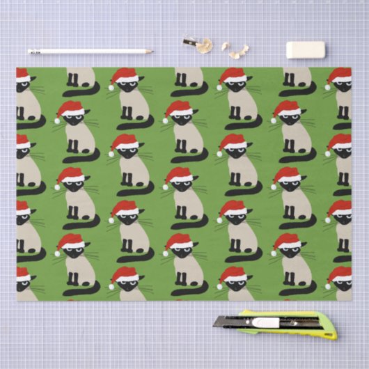 シャミーネコおもしろいサンタ子猫クリスマス 薄葉紙 (クラフト)