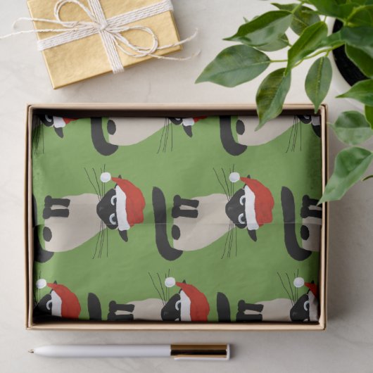 シャミーネコおもしろいサンタ子猫クリスマス 薄葉紙 (ギフト)