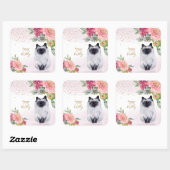 シャミーネコイラストレーションハッピーバースデーガールパーティー スクエアシール (シート)