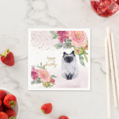 シャミーネコイラストレーションハッピーバースデーガールパーティー スタンダードカクテルナプキン (インサイチュ)