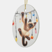 シャムおもしろいス猫がクリスマスをいけな定義 セラミックオーナメント (左)