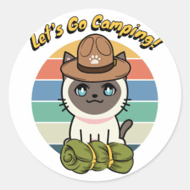 シャムおもしろいス猫はキャンプに行きたい ラウンドシール