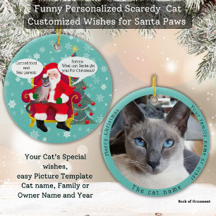 シャムおもしろいゼ猫が願いでサンタを笑わされる訪れる セラミックオーナメント