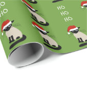 シャムおもしろいーサンタ・クリスマスキャットカスタムクリスマス ラッピングペーパー (ロールコーナー)