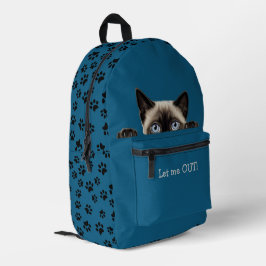 シャムおもしろい猫のぞき覗き プリントバックパック